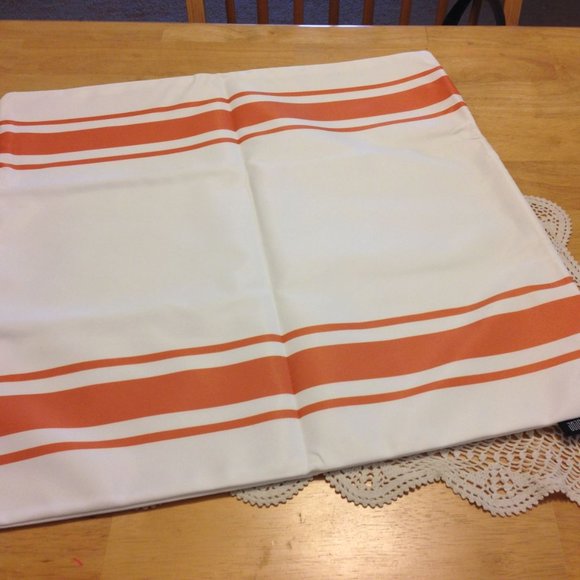 Decorative Accent Pillow Covers - cream and dark orange striped - Picture 4 of 7